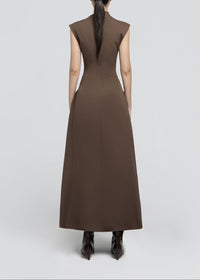 Quintus Sleeveless Irregular Hem Maxi Dress In Brown