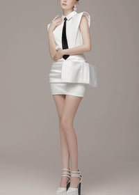 Xanriel Folded Collar Bow Mini Dress
