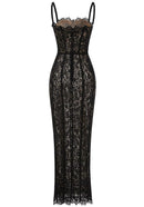 Azdorin Lace Bustier Detail Maxi Dress In Black