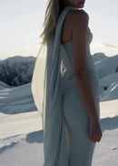 Saelvyn Halter Mesh Maxi Dress In Light Green