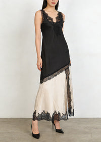 Ermenburg Spaghetti Lace Split Maxi Dress In Black