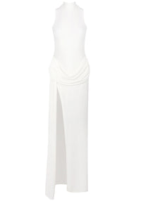 Gwydion Draped Detail Maxi Dress In White