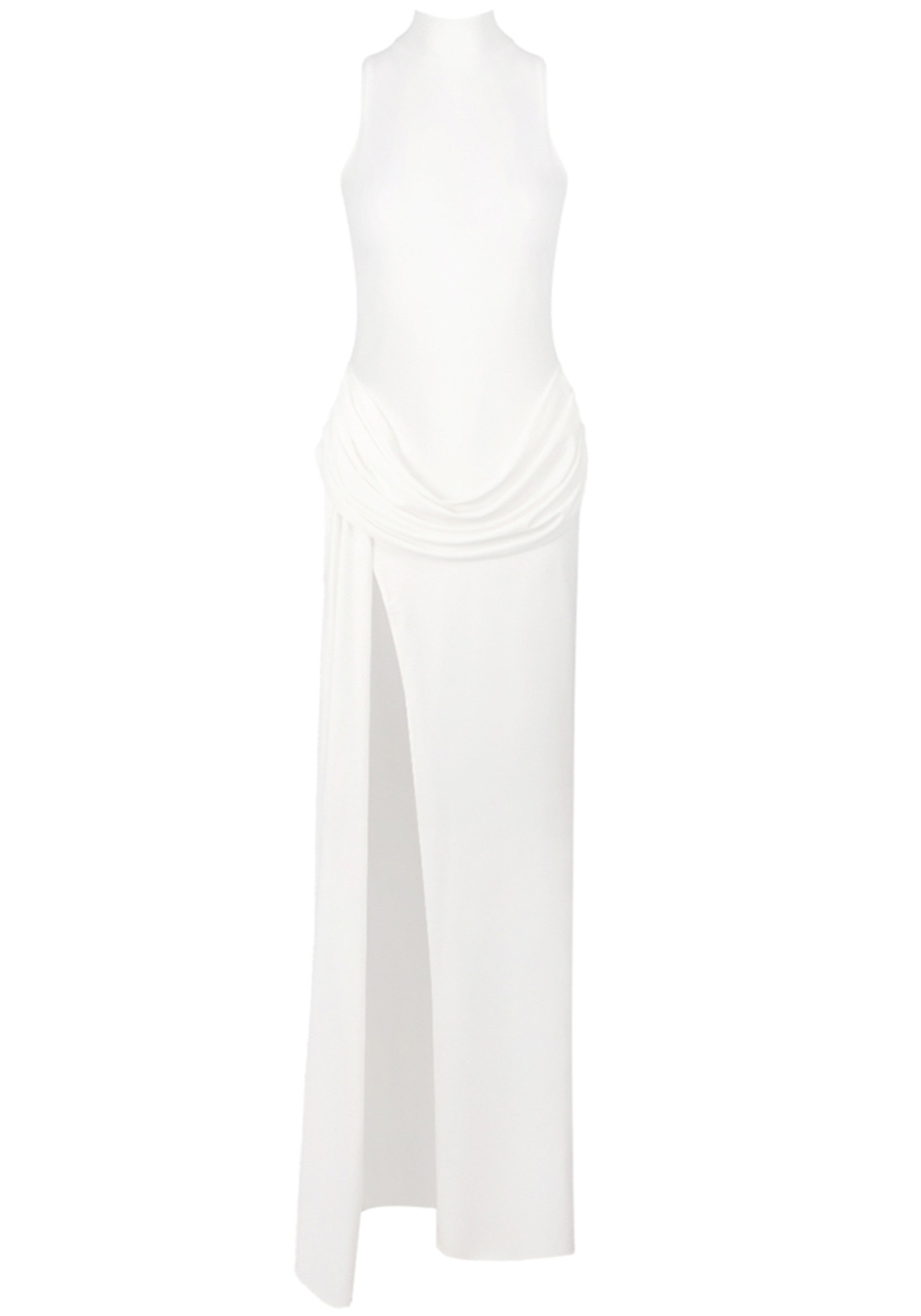 Gwydion Draped Detail Maxi Dress In White