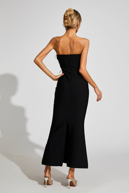 Ebrill Bow Tie Bandage Maxi Dress In Black