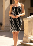 Faris Strapless Crystal Pearl Embellished Mini Dress In Black