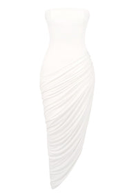 Exodar Strapless Draped Corset Maxi Dress In White