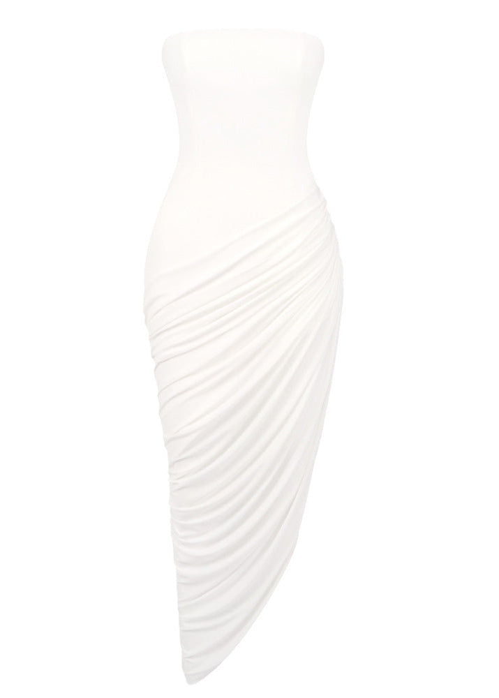 Exodar Strapless Draped Corset Maxi Dress In White