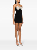 Fiadh Floral-Appliqué Crystal-Embellished Mini Dress In Black