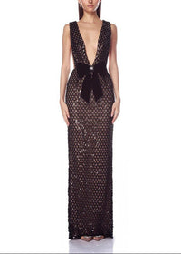 Hemira Bow Detail Sequin Maxi Dress