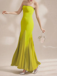 Renley Strapless A Line Maxi Dress In Lime