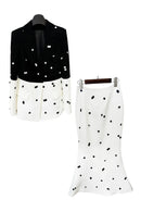 Daryle Polka Dot Sequins Blazer Set In White