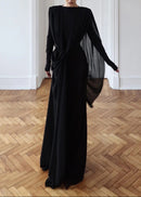 Drynthos Long Sleeve Draped Design Maxi Dress In Black