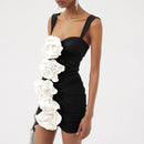 Aizen 3d Flower One Piece Swimsuit And Skirt In Black