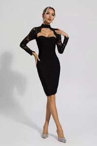 Kawko Lace Sleeve Bandage Dress In Black