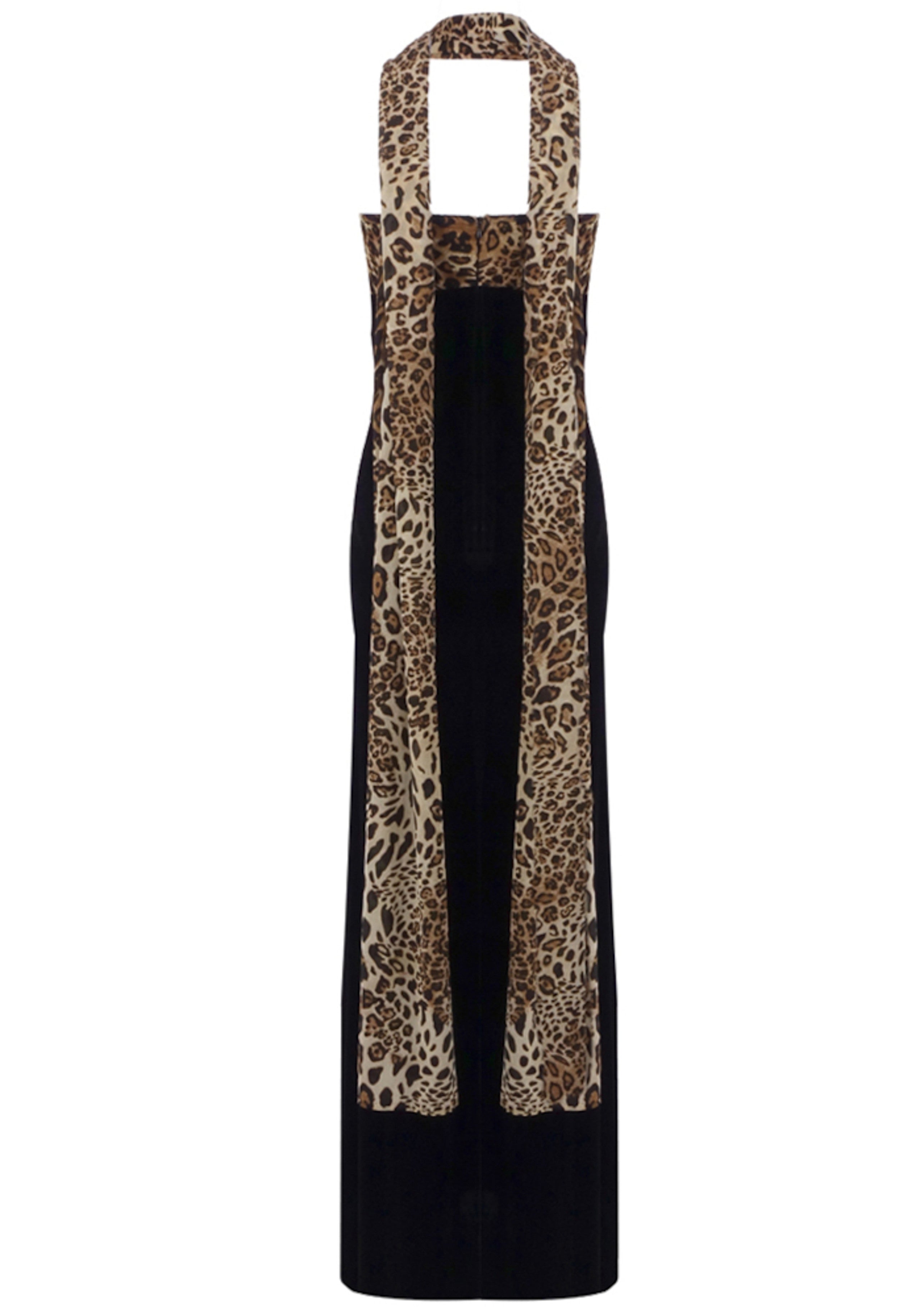 Jyressa Strapless Animal Print Bustier Maxi Velvet Dress In Black