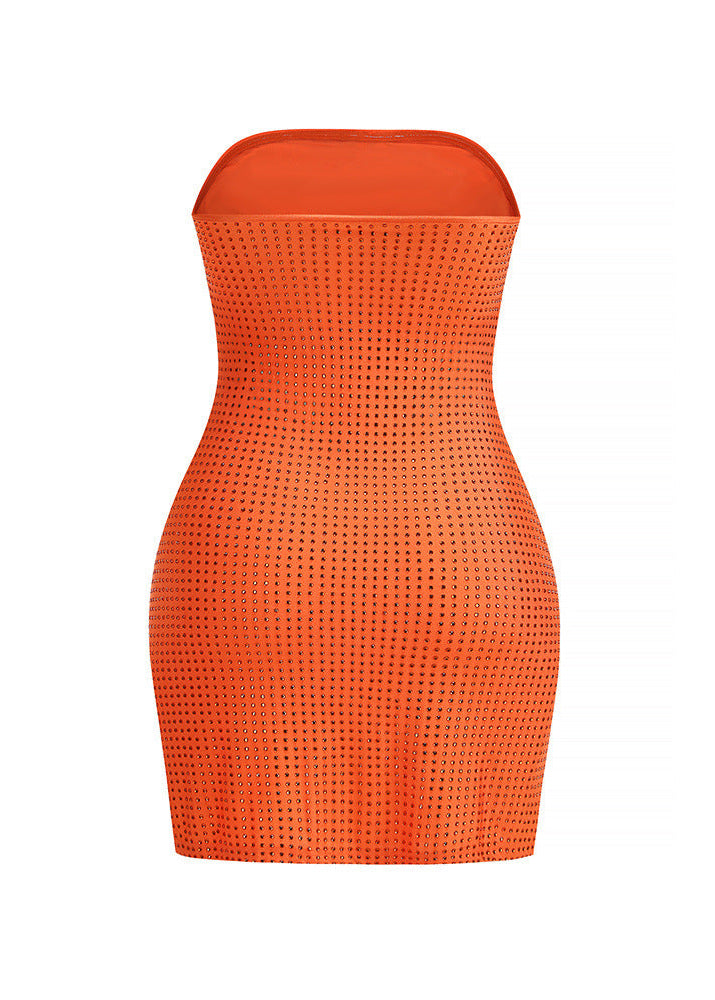 Fariha Strapless Embellished Mini Dress In Orange