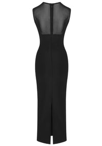 Nakia Sleeveless Mesh Insert Maxi Dress In Black