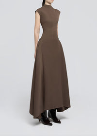 Quintus Sleeveless Irregular Hem Maxi Dress In Brown