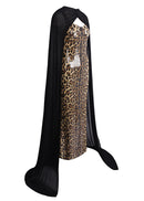Vyron Cape Animal Print Maxi Dress