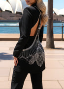 Olaniyi Long Sleeve Crystal Cutout Detail Suit In Black