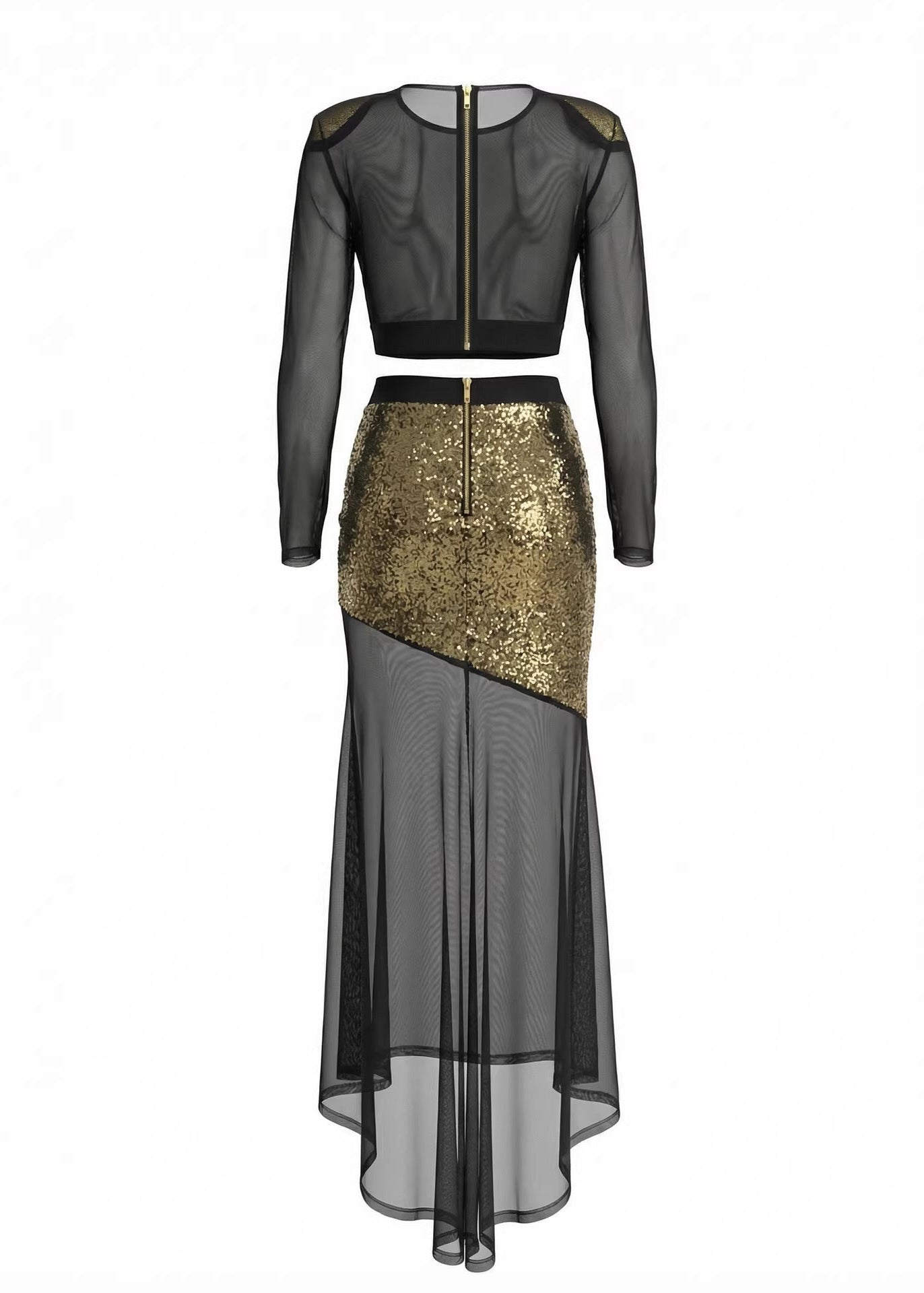 Bragi Long Sleeve Sequin Two Piece Maxi Dress