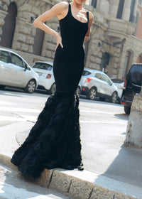 Nalima Floral Mermaid Maxi Dress In Black