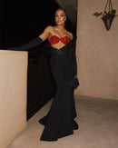 Vicky Floral Gloves Mermaid Maxi Dress