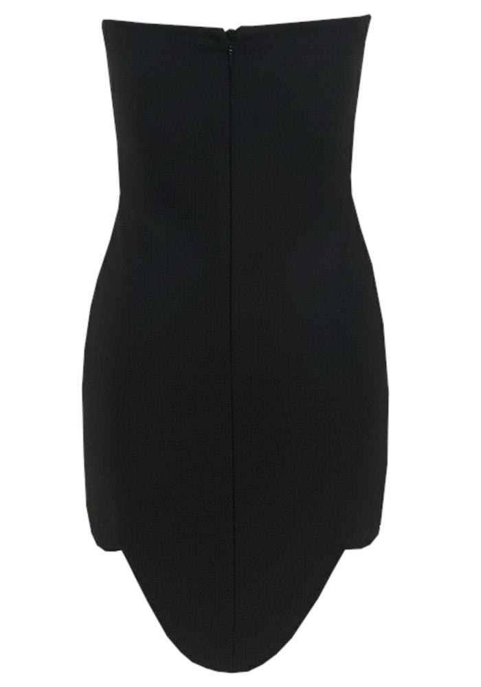 Nawkaw Strapless Crystal Hem Mini Dress In Black