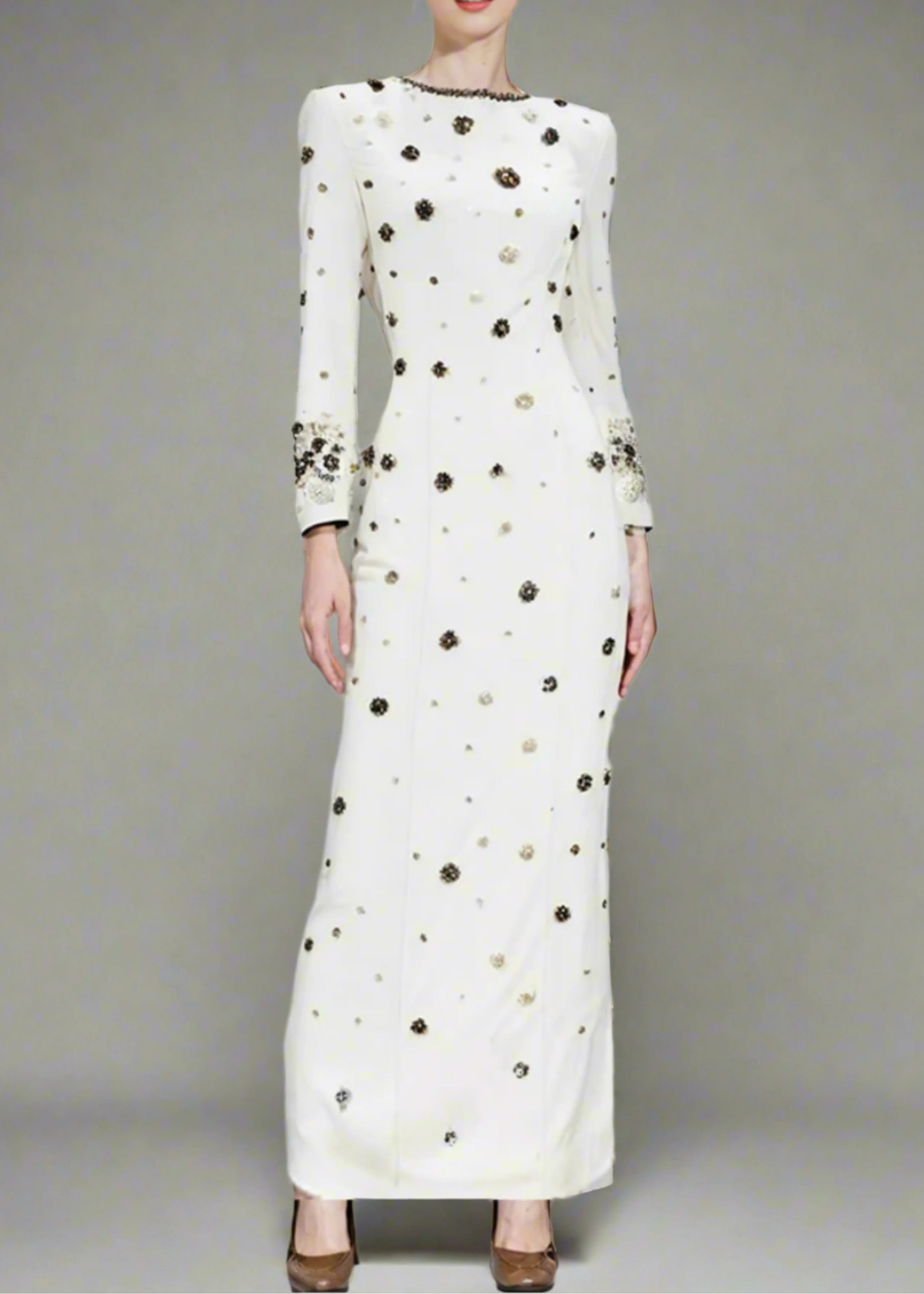 Agrafena Crystal Embellished Maxi Dress In Black