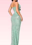 Wylda Sequin Corset Maxi Dress In Green