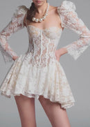 Caridad Lace Corset Mini Dress In White