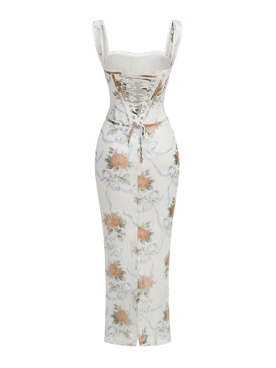 Irrotor Floral Corset Two Piece Maxi Dress