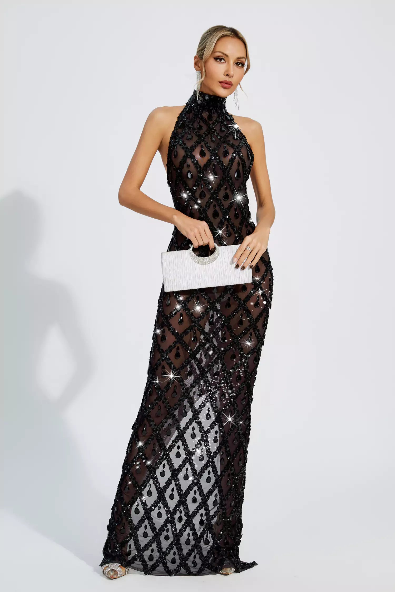 Cate Black Diamond Maxi Dress
