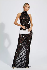 Cate Black Diamond Maxi Dress