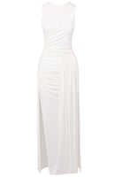 Paeltrix Draped Design Maxi Dress In White