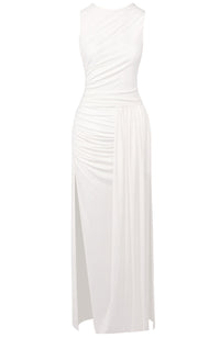 Paeltrix Draped Design Maxi Dress In White