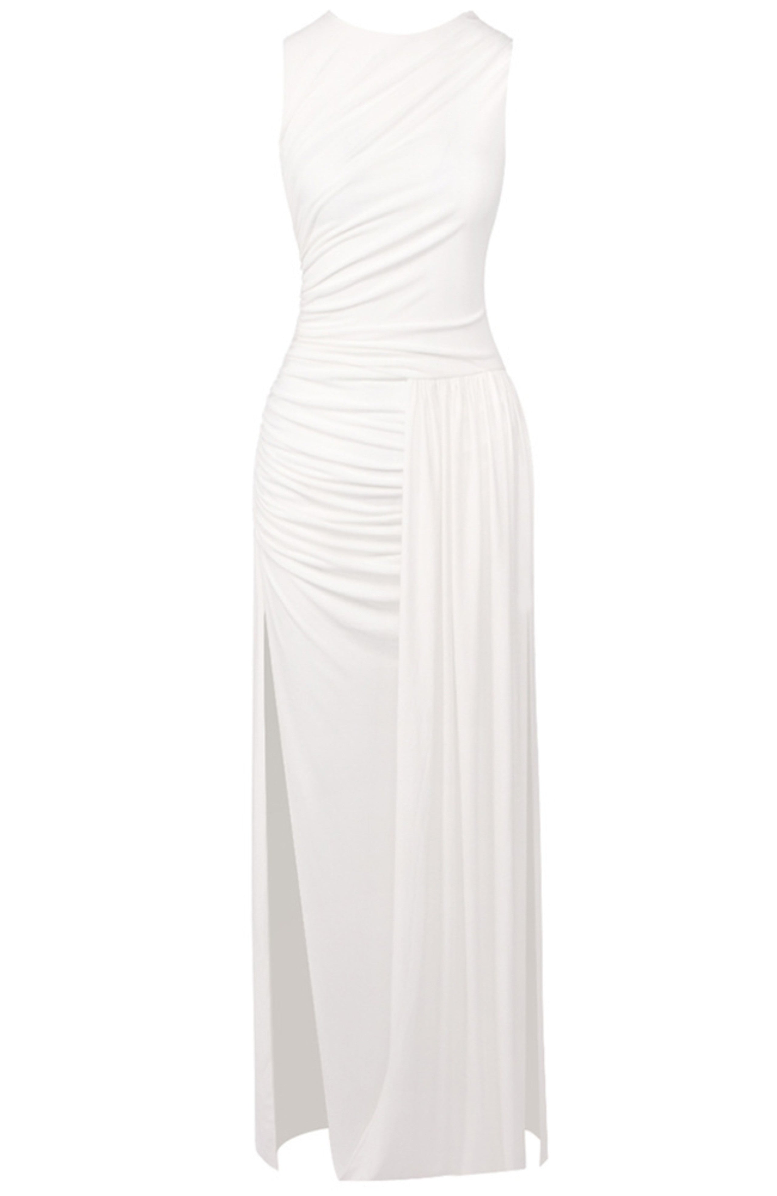 Paeltrix Draped Design Maxi Dress In White