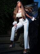 Asterra Floral Detail Two Piece Jumpsuit In White