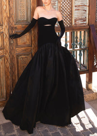 Allayna Strapless Ball Maxi Dress In Black