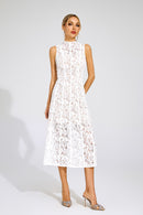 Xanvyre Embroidered Lace Sleeveless Maxi Dress In White