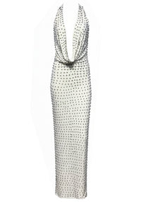 Nathifa Halter Studded Maxi Dress In White