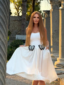 Uaelyvira Butterfly Detail A Line Midi Dress In White