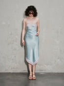 Gravenk Lace-Paneled Satin Midi Dress In Mint Blue