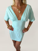 Sesta Deep V Draped Sleeve Mini Dress
