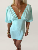 Sesta Deep V Draped Sleeve Mini Dress
