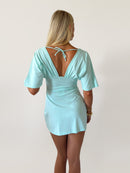 Sesta Deep V Draped Sleeve Mini Dress