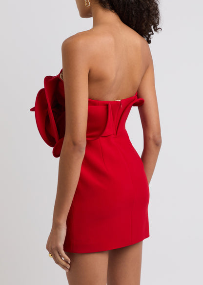 Yenphan Sculptural Rose Mini Dress In Red