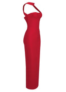 Karen Cutout Halter Backless Maxi Dress In Red