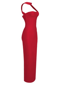 Karen Cutout Halter Backless Maxi Dress In Red