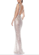 Hemira Bow Detail Sequin Maxi Dress